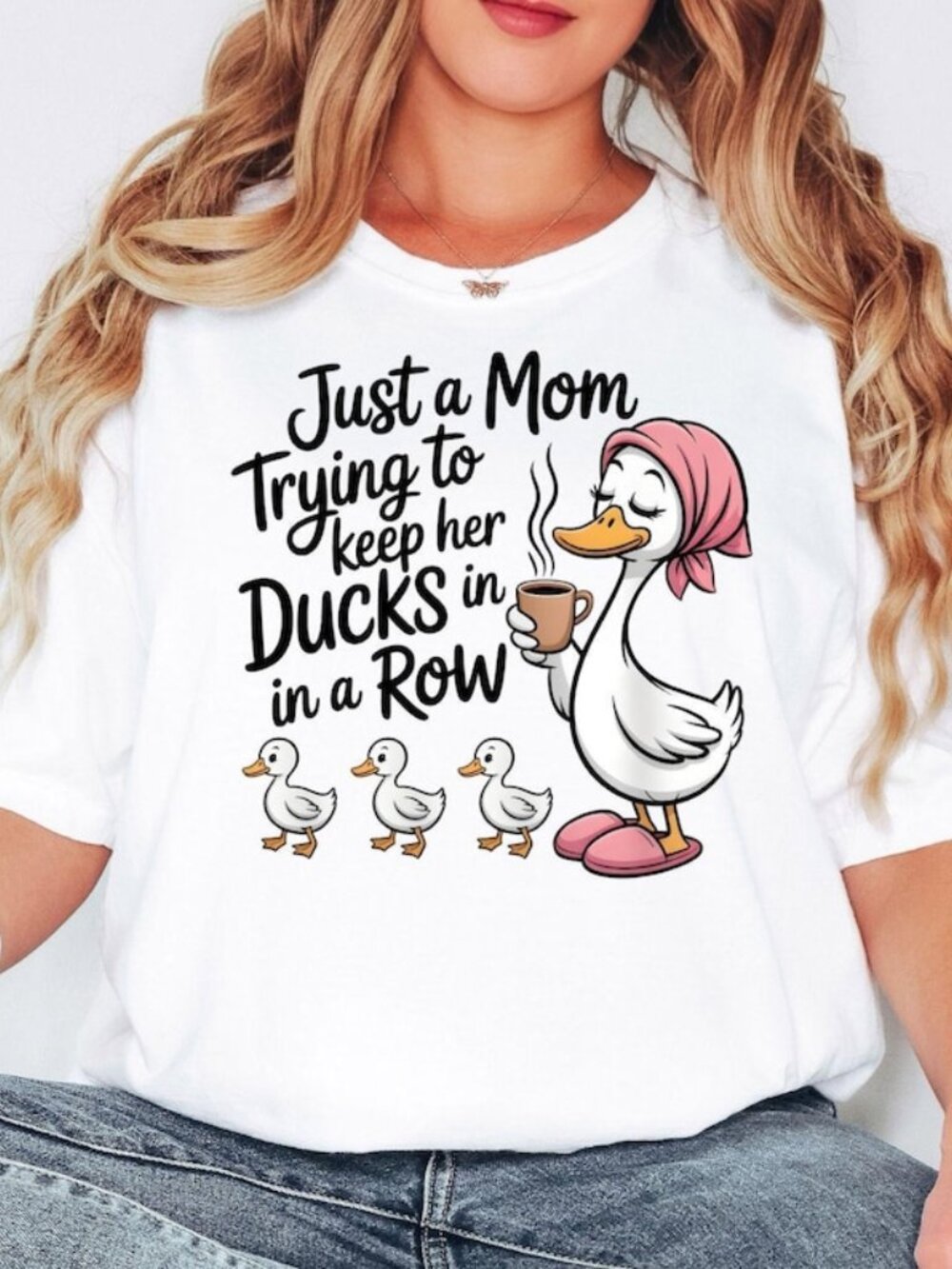 Funny Duck Mom Shirt, Just A Mom Trying To Keep Her Ducks In A Row Shirt, Cu 254